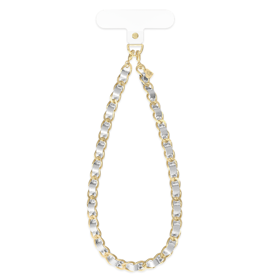 Silver Leather Chain Phone Charm