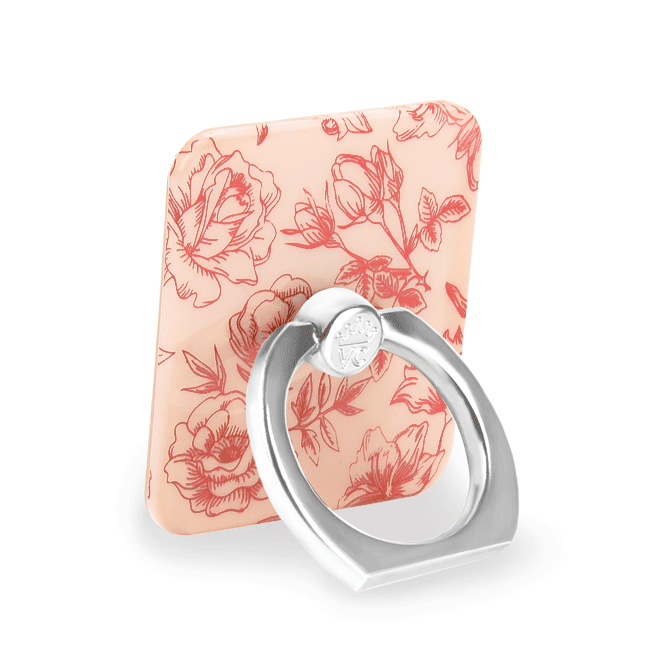 Nude Red Chrome Floral Phone Ring