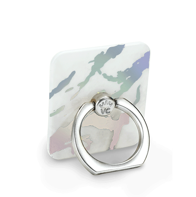 Holo White Marble Phone Ring