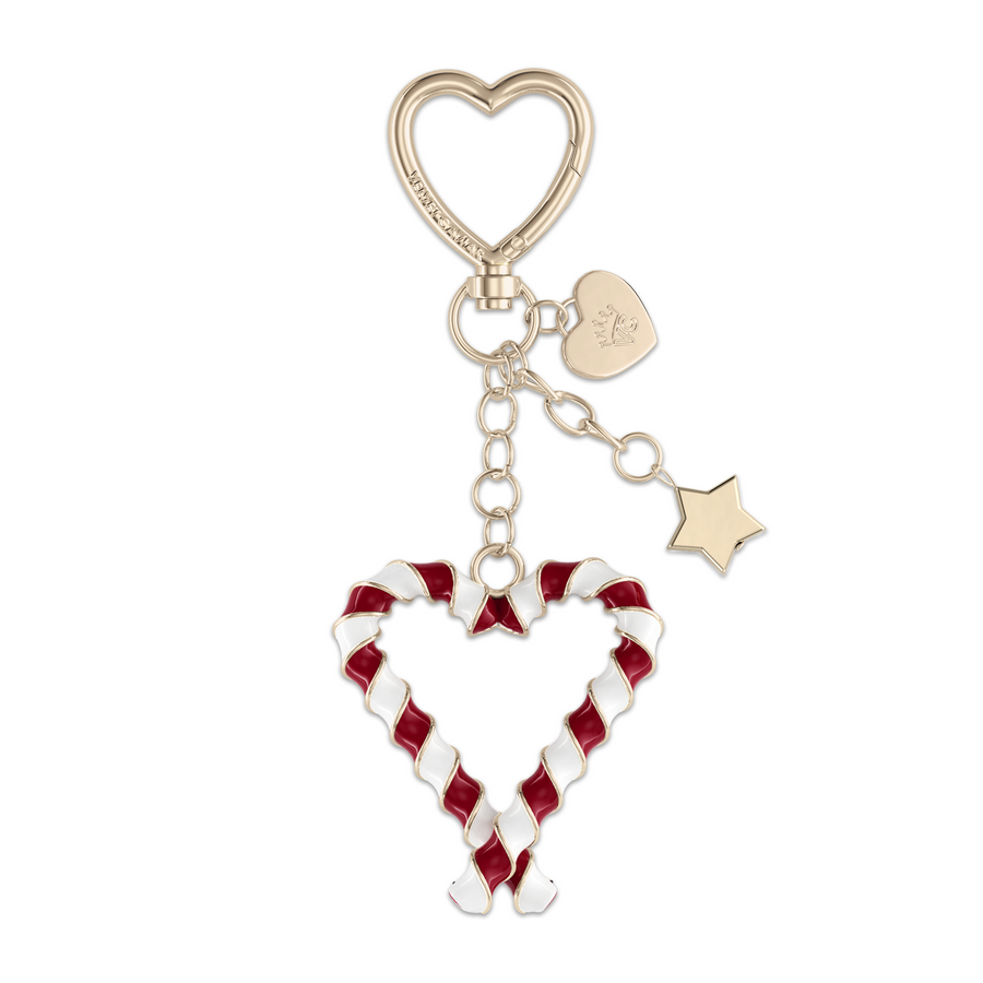 Candy Cane Heart Bag Charm